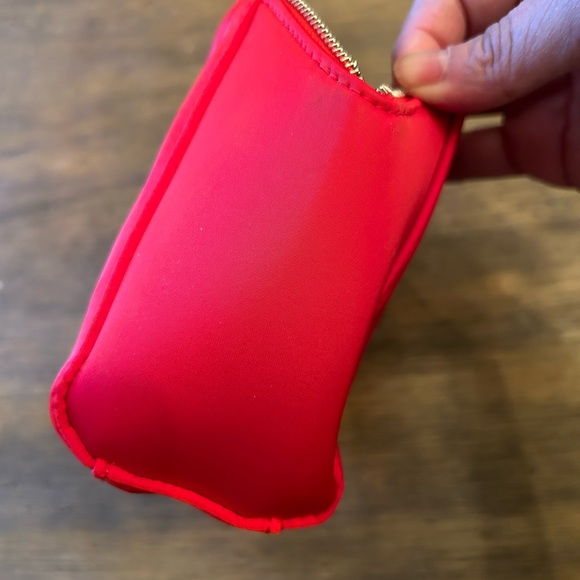 New GIVENCHY Women's Cosmetic Bag Red Silver Zippered Red Satin - Picture 14 of 14